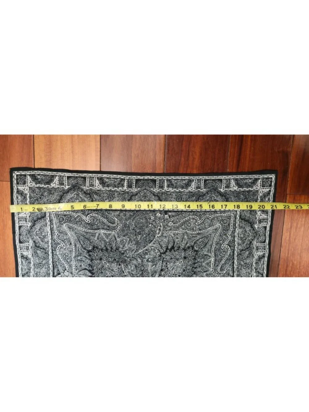 Black White Paisley Silk Blend Scarf Hand Rolled Edge Square Bandana Neck Hair